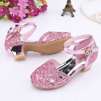 

2019 new fashion girls princess shoes for party and wedding children girl leather sandals school shoes high heels sandals