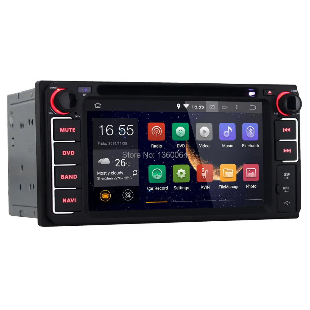 Top Quad Core Android 5.1.1 Car DVD GPS Radio for Toyota Universal Fortuner RAV4 Hilux Vios Camry Prado Corolla Land Cruiser Wifi 3G 0