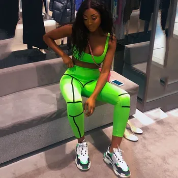 

Summer Green Sexy Two Piece Set Women Strapless Tight Crop Top and Pencil Pants Outfit Tracksuits Matching Sets