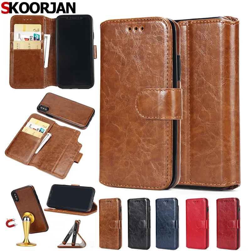 Для Coque Apple IPhone X 5.8 &quotроскошные 2 в 1 Разделение кожаный чехол для Fundas iPhone держателя