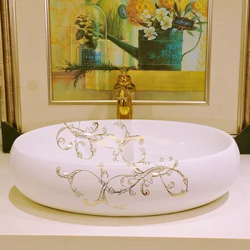 

Oval Jingdezhen Bathroom ceramic sink wash basin Counter Top Wash Basin Bathroom Sinks round sink handmade sink bowls white