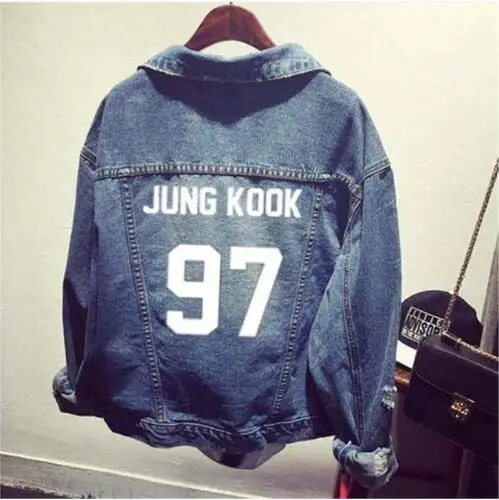 Kpop EXO GOT7 jin suga одежда рубашка джинсовая куртка пальто с дырками Женская