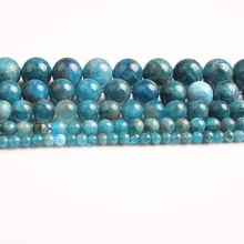 Ланьли натуральный ювелирные изделия из жемчуга 4/6/8/10 мм Синий Апатит свободные для изготовления украшений своими руками, обувь для мужчин и женщин браслет для ожерелья для ножного браслета аксессуары