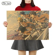 KRAWATTE LER Angriff auf Titan EINE Stil Japanischen Cartoon Comic Kraft Papier Wand Aufkleber Bar Poster Retro Dekorative Malerei 51,5 x36cm