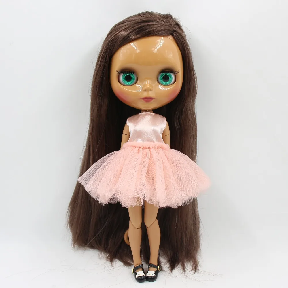 ICY DBS Blyth Doll 1/6 bjd toy dark skin white skin long straight deep brown hair 4