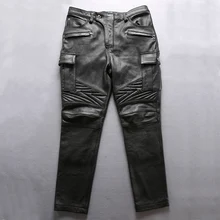 ARLEY ANGEL брюки из натуральной кожи мужские профессиональные мотоциклетные байкерские брюки облегающие брюки из натуральной коровьей кожи черные мужские брюки