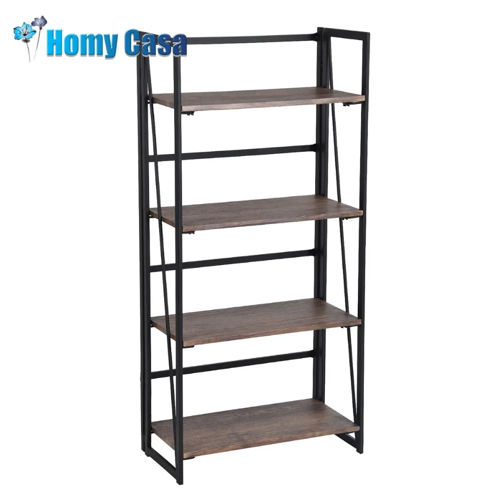 HOMY CASA foldable book shelves folding storage wooden shelves