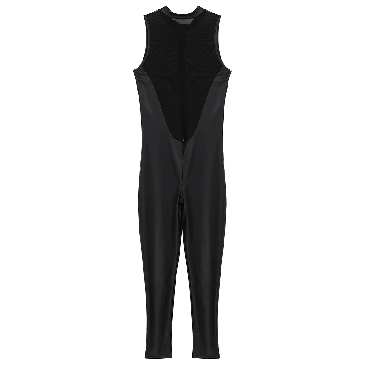 Tiaobug Adult Black Wetlook Patent Leather Sheer Mesh Splice Zipper Crotch Leotard Bodysuit Men Jumpsuit Zentai Club Costume -Zentai shop online HTB1 85Aay 1gK0jSZFqq6ApaXXa3.jpg