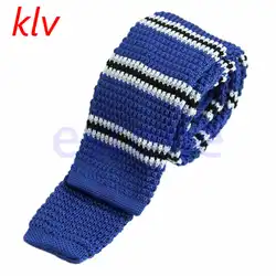 KLV/Новые Дизайн мужской моды бренд тонкий Дизайн er Вязаные Галстуки Cravate узкие галстуки для Для мужчин в полоску галстуки