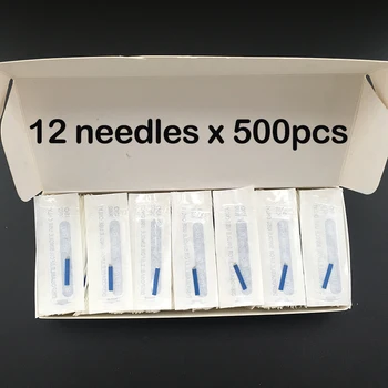

500PCS Tattoo Eyebrow Blade Blue 12 Pin Permanent Makeup Manual Eyebrow Bevel Blades 12 Needles Sobrancelha Microblading Needles