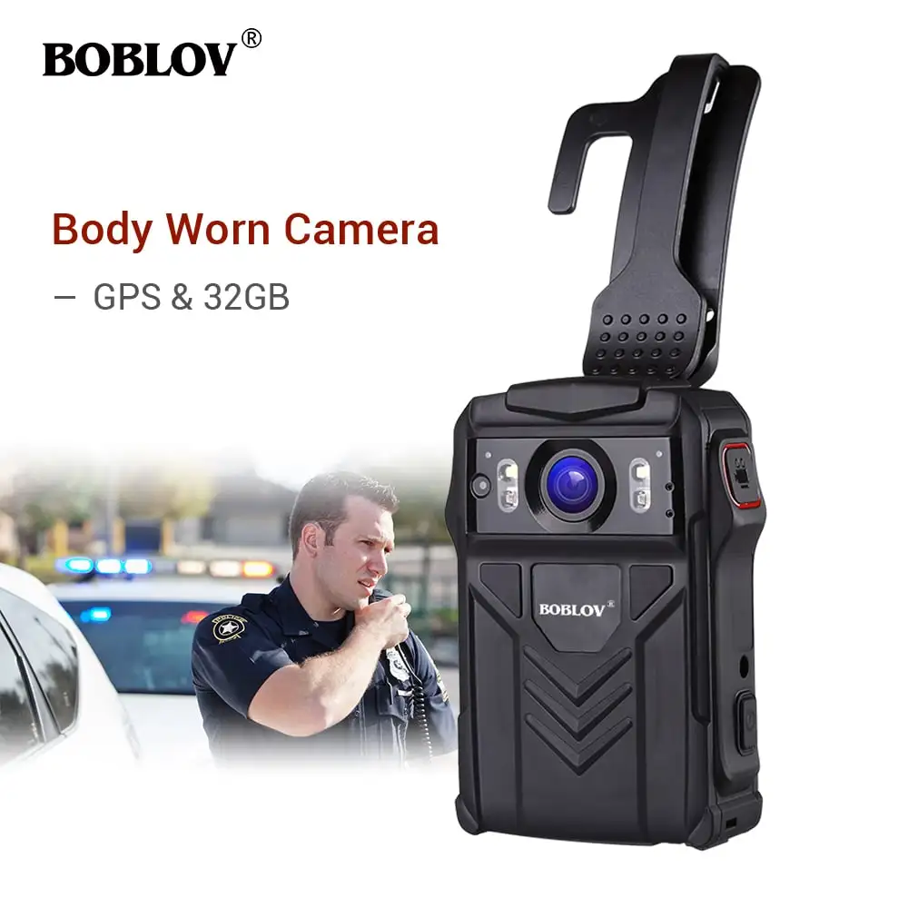 

Boblov 32GB Body Worn Camera HD 1296P Mini Police Wearable Cam GPS Prerecod DVR Security Personal Nightvision IP68 Cameras