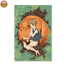 Цифровая картина маслом лисы и маленькая девочка мультфильмы картины маслом картина по номерам детей Лиса