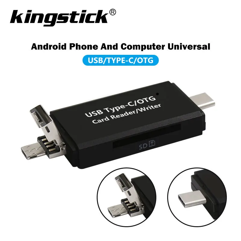 

3 In 1 OTG/Type-C/USB interface Card Reader Universal Micro usb flash memory Card reading for TypeC Extension Headers 2pcs/lot
