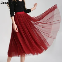 Jinsen Aite сетчатые Юбки Женские Новые модные с высокой талией однотонные плиссированные макси Офисная Женская юбка летний Стиль Faldas Mujer JS127