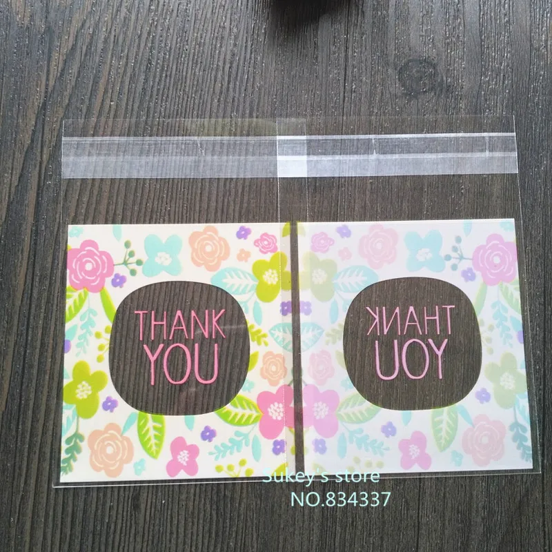 Пакеты для печенья с цветочным узором Thank you 7 х7 см 100 шт./лот|bag wedding|bag wedding candybag pattern