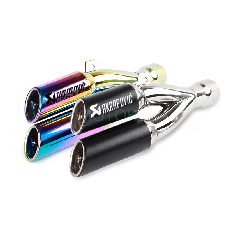 

Dual Nose Tip Universal 51mm Motorcycle Exhaust Silencer For R6 Full System Muffler Stainless Steel Motorbike Akrapovic Laser