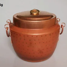 Чистая медь кастрюля тушеное Ретро кастрюля для приготовления пищи Hamdemade ремесло глубокая Толстая ручка с крышкой