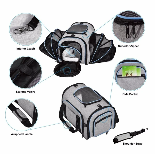 Pet Carriers Four Sides Expanded Dog Carriers Pet Car Travel Bag Expandable Pet Cat Puppy Dog Bag Slings Tote For Small Animals 5