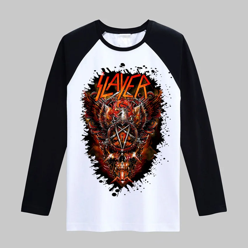 

trash metal slayer printing Vintage fashion full sleeves tee long sleeves t shirt