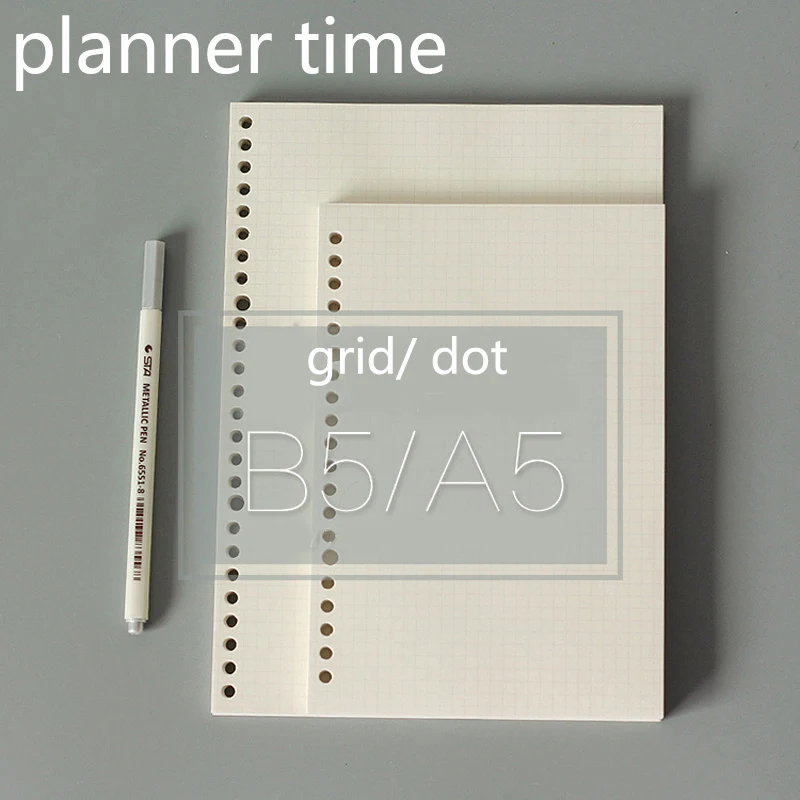 A5 B5 Spiral Notebook Refills Loose Leaf Multi Holes 60 Sheets Inner