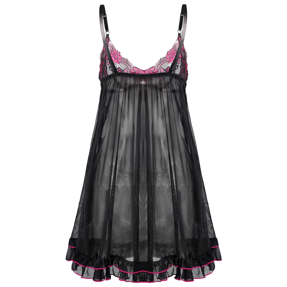 6 шт стиль Эластичный Плюс Черный Babydoll Lingeire Camisole наборы пижамы Ночная рубашка+ стринги