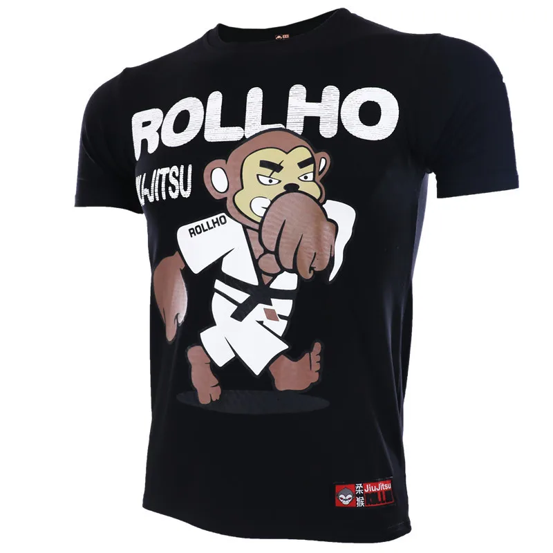 

VSZAP Jiu-Jitsu Muay Thai Sanda T-shirt Men Fitness Short Sleeve Monkey Printed MMA Fighting Workout UFC Fight Tee Shirt