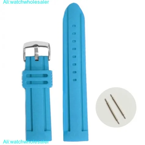 24mm Deep Sky Blue Silicone Jelly Rubber Unisex Watch Band Straps WB1072N24JB