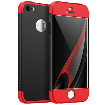 

For Coque iphone 5 5S SE 3 in 1 360 Full Protective Ultra Thin Hard PC Back Cover Case For iphone 5 S Luxury Phone Cases + Gift
