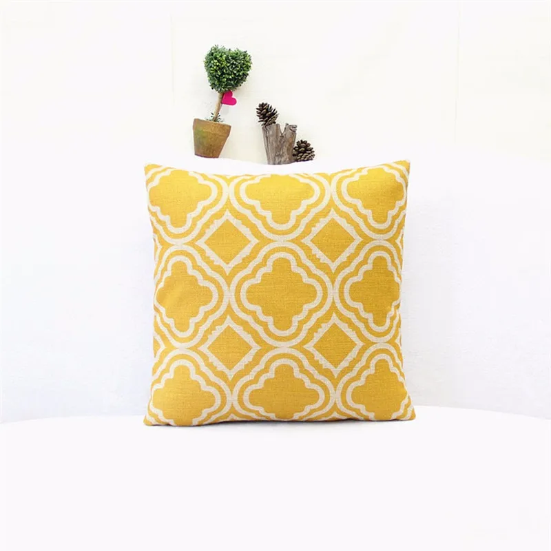 Soft cutton Bright yellow pillow case cover home decal Argyle Pattern