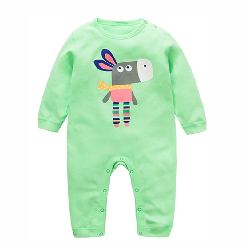 Весенний Детский комбинезон с длинными рукавами; одежда для маленьких девочек с рисунком; Одежда для новорожденных мальчиков; хлопковый комбинезон; Пижама детская - Цвет: mint