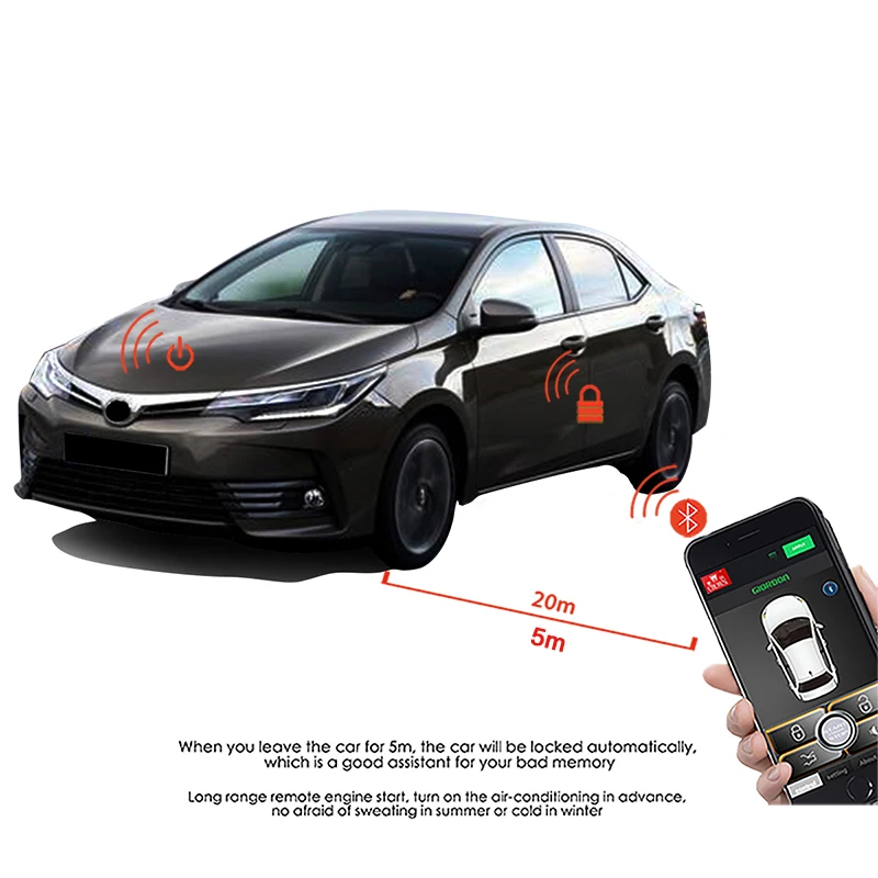 Car accessories Keyless Entry Comfort System PKE ios and android mobile Phone APP Remote Start Car Engine Car Alarm Push 963