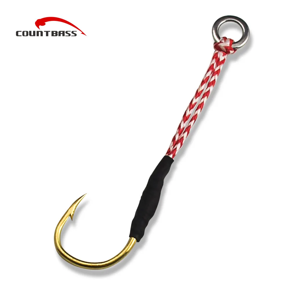 10pcs Assist Hook for Jigging Lures with Sold Ring, Gold Plating Hook
