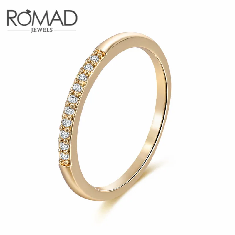 ROXI ROMAD Brand Yellow Gold Color AAAAA Cubic Zirconia Crystal Ring For Women Round Luxury Wedding Jewelry Party Gift | Украшения и