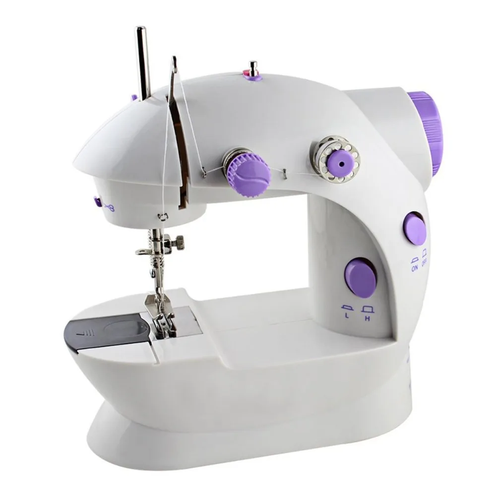 

4A Battery + AC 2 Power Methods Mini Portable Handheld Sewing Machine Stitch Sew Electrec Needlework Cordless Clothes Fabrics