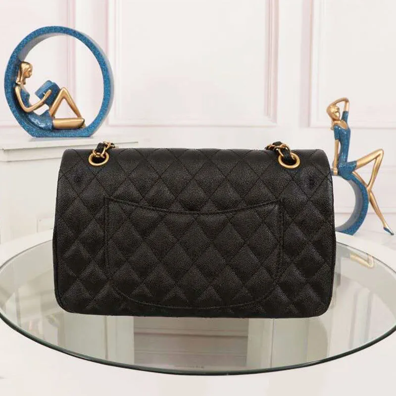 

Luxury Cow Leather Quilted Bags Women Real Leather Caviar Handbags Fashion Brand Ladies Shoulder Bag with Hardware Chains