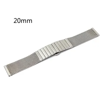 

lSilver Stainless Steel Solid Watch Strap Fashion Casua Replacement Watchband Wristband For Men Women18/20mm