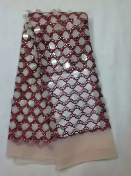 

African Lace Fabric With Big Sequins Net Lace African French Guipure Tulle Lace Fabric 2017 High Quality French Sequin Fabric jl