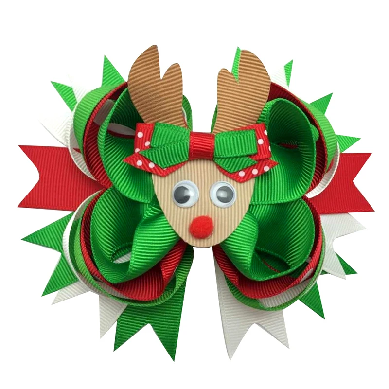 

10pcs 5-6inch Christmas Reindee Hair Bows Clips Baby Girl Hair Clips Boutique Bow Clips for Women Hair Accessories