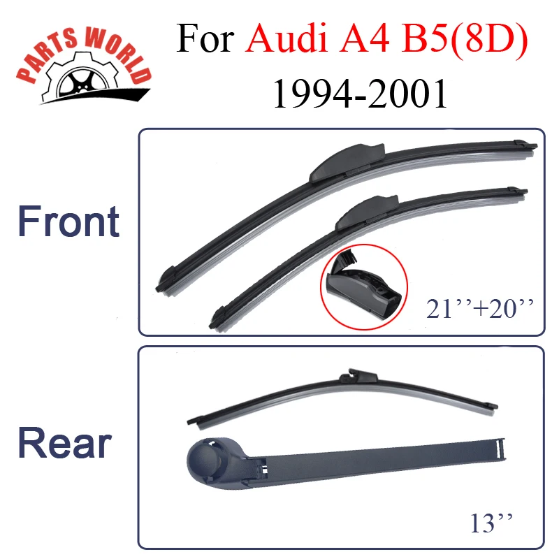 

Front and Rear Wiper Blades For Audi A4 B5(8D) 1994-2001 Windscreen Windshield Natural Rubber Auto Parts Car Accessories