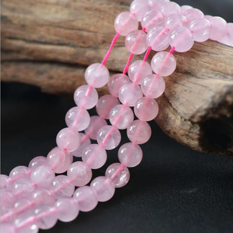 

High Quality AAA Quality Pink Quartz Bead Round Clear Pink Crystal Beads For DIY Jewelry Making 15" Strand 4mm 6mm 8mm 10mm 12mm