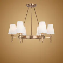 Современная настоящая бронзовая медная люстра для спальни, кухни, гостиной, тканевый абажур, потолочное Домашнее освещение BLC014