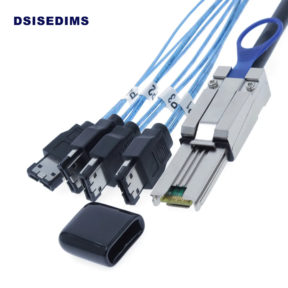 

Mini Sas 3.0 Computer Cable External Mini SAS 4x SFF-8088 26 Pin to 4 eSATA 7 Pin Cable with Latch
