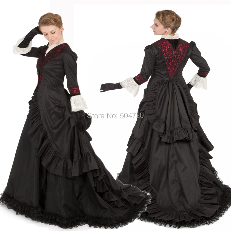 

New arrival! Retro Sexy Black Victorian Eras Regency Civil War Revolutionary Halloween dress HL-135