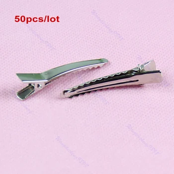 

YAS 50pcs/lot Single Prong Metal Alligator Clips Hair Korker Bow Pro