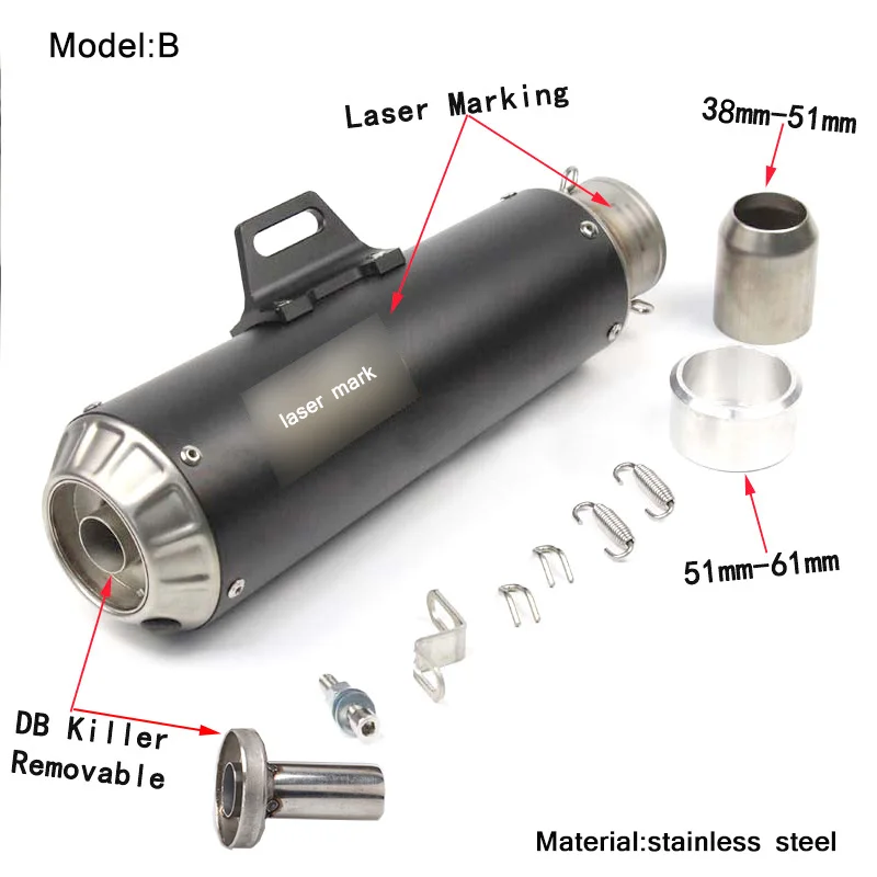 Выхлопная труба глушителя с DB Killer модифицированный шлейф система глушителя из нержавеющей стали для мотоцикла 51 мм 60,5 мм