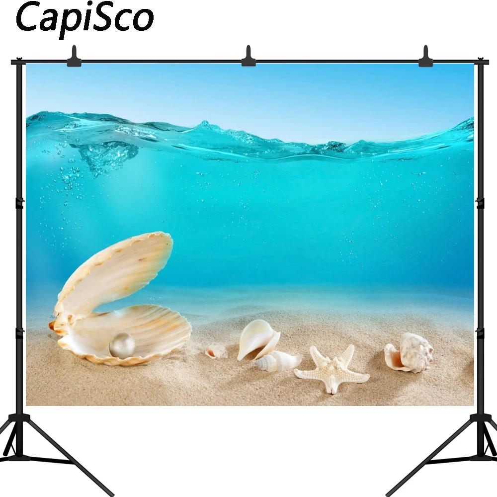 

Capisco Summer Holiday Sea Beach Sand Shell Starfish Photographic Backgrounds Customized Photography Backdrops For Photo Studio