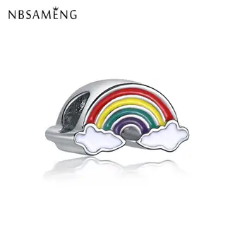 

Silver Plated Beads Charm Golden Rainbow Arcs of Love Spacer Clip Charms Fit Pandora Bracelets Women Diy Jewelry Making