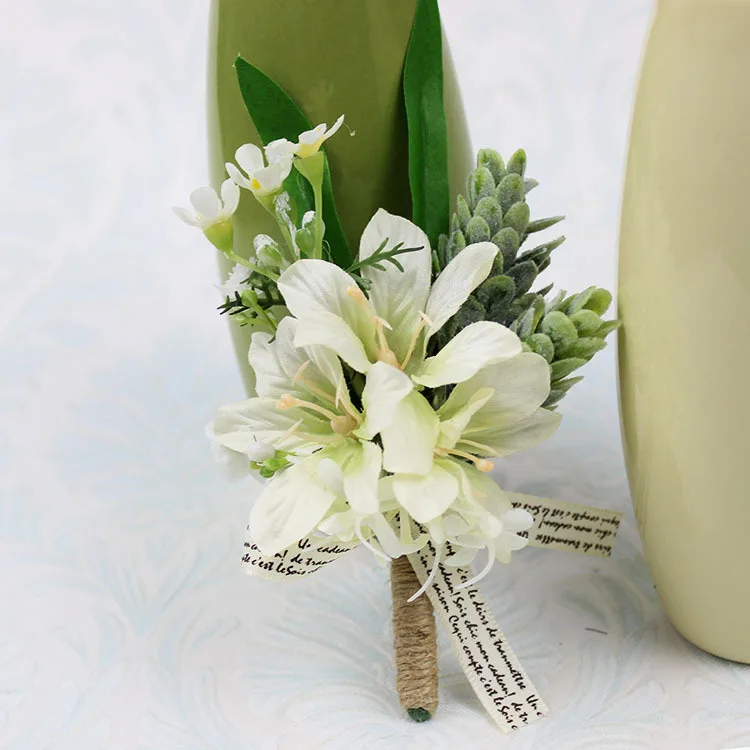 Сказочные свадебные цветы цвета слоновой кости корсажи для подружки невесты цветы 6 стилей для рук цветы дизайнер лучшие мужские бутоньерки ZHF03 - Цвет: Style D Boutonniere