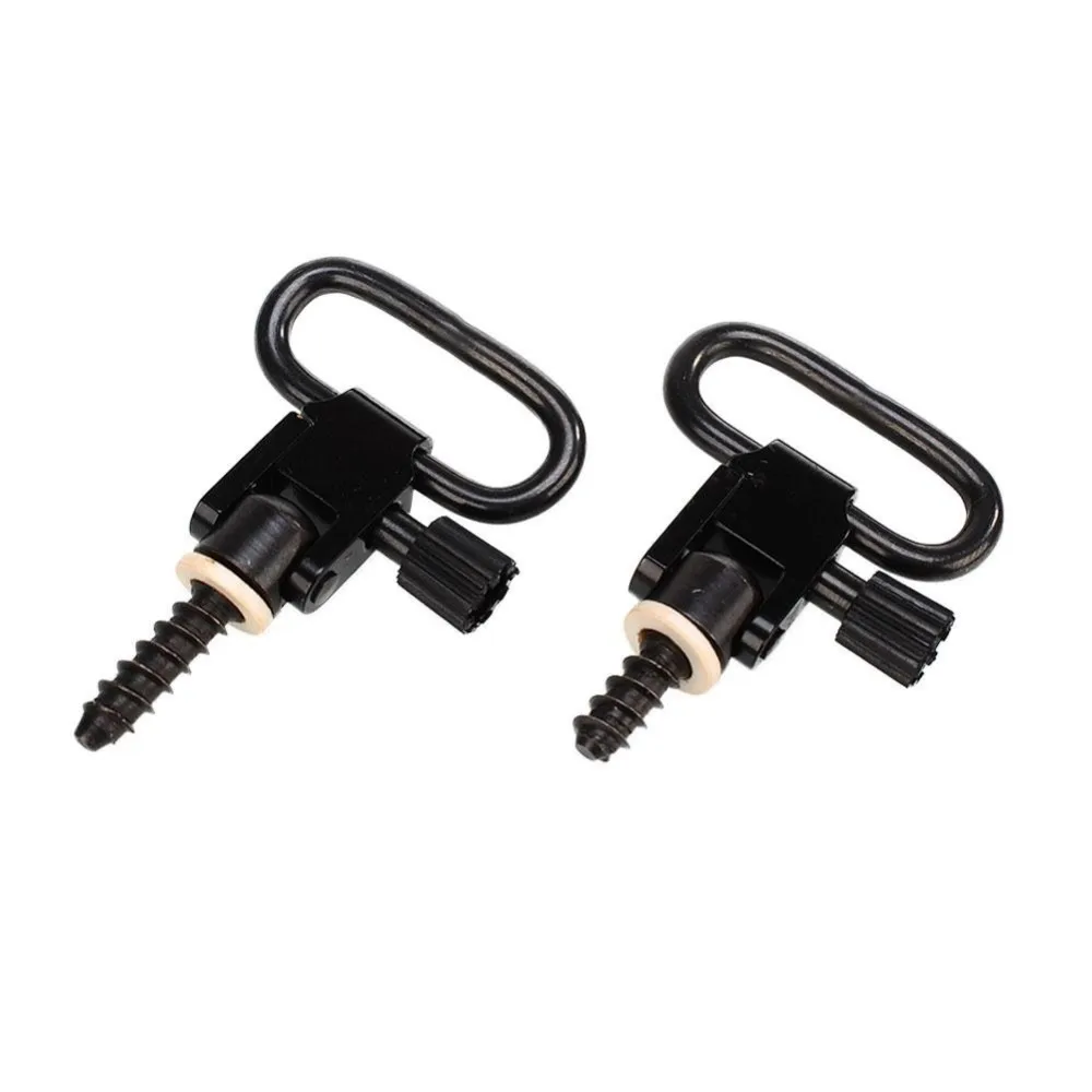 2 PCS Quick Detach Sling Swivels Studs Hunting Accessories Sets QD Sling Swivels Black Steel Machine Screw Adapter Type 1"