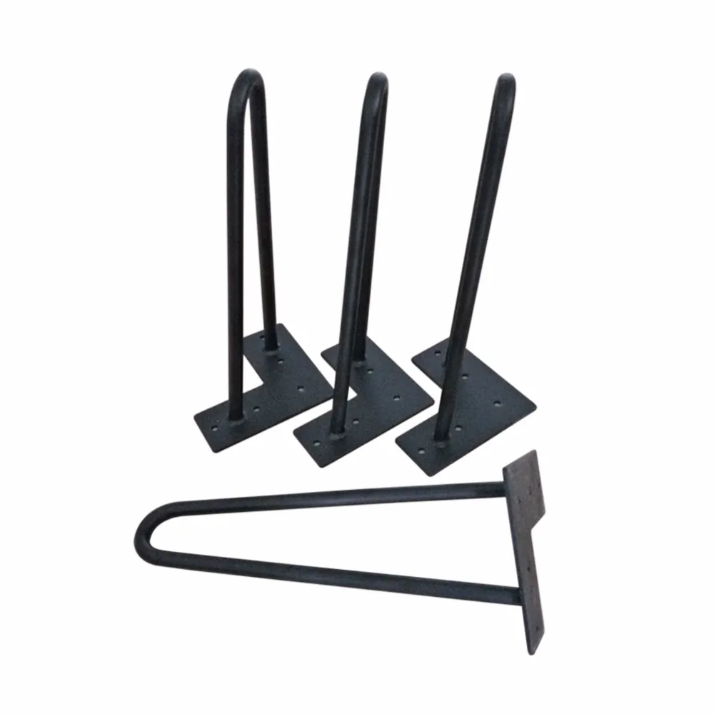 

Angled-12 Inch Tall, 2 ROD 1/2" Dia. Metal Hairpin Legs For DIY Chest and Table- Powder Painted - Matte Black - Set of 4